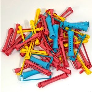 Retro Goody Pink Blue Canary Yellow Curlers LOT